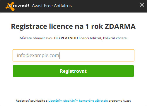 avast registrace