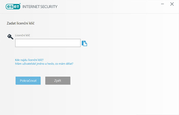instalace eset internet security zadejte klic