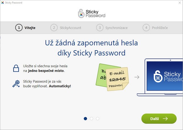 Po instalaci proběhne první spuštění a nastavení