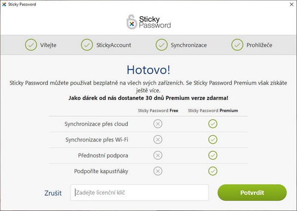 Zadejte svůj licenční klíč a aktivujte plnou verzi
