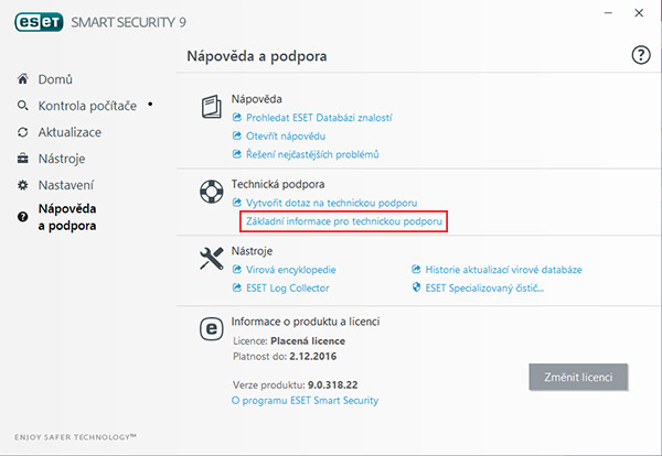 Jak zjistit uživatelské jméno pro prodloužení ESET v nápovědě
