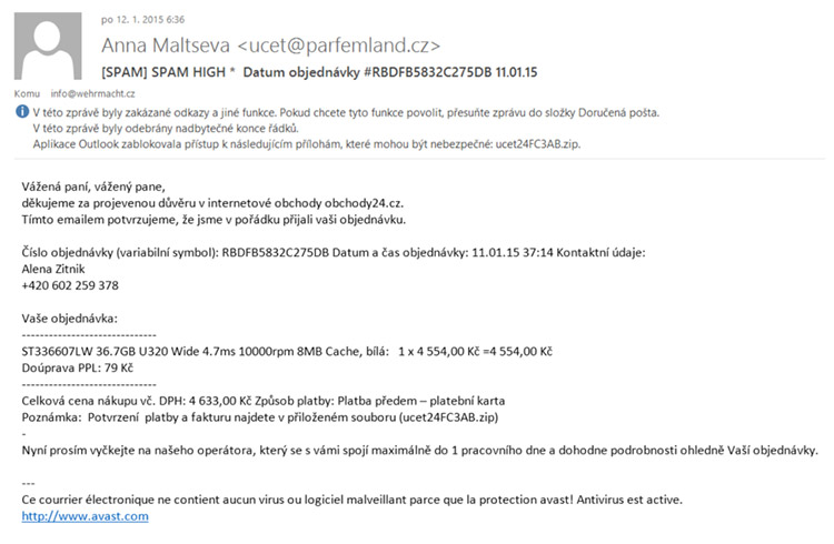 Objednávka Parfemland.cz