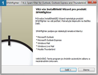 Instalace SPAMfighter Pro - krok 1