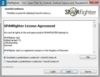 Instalace SPAMfighter Pro - krok 2